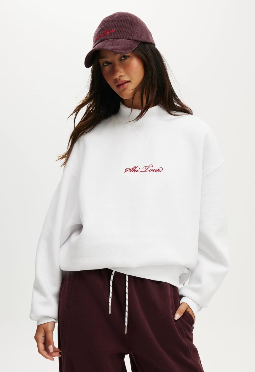 Cotton On - Plush Mock Neck Sweatshirt - White