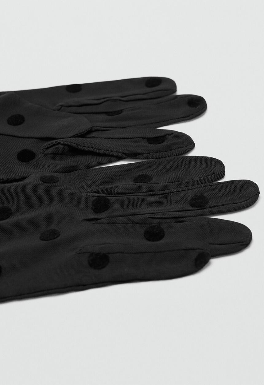 MANGO - Dots gloves - black
