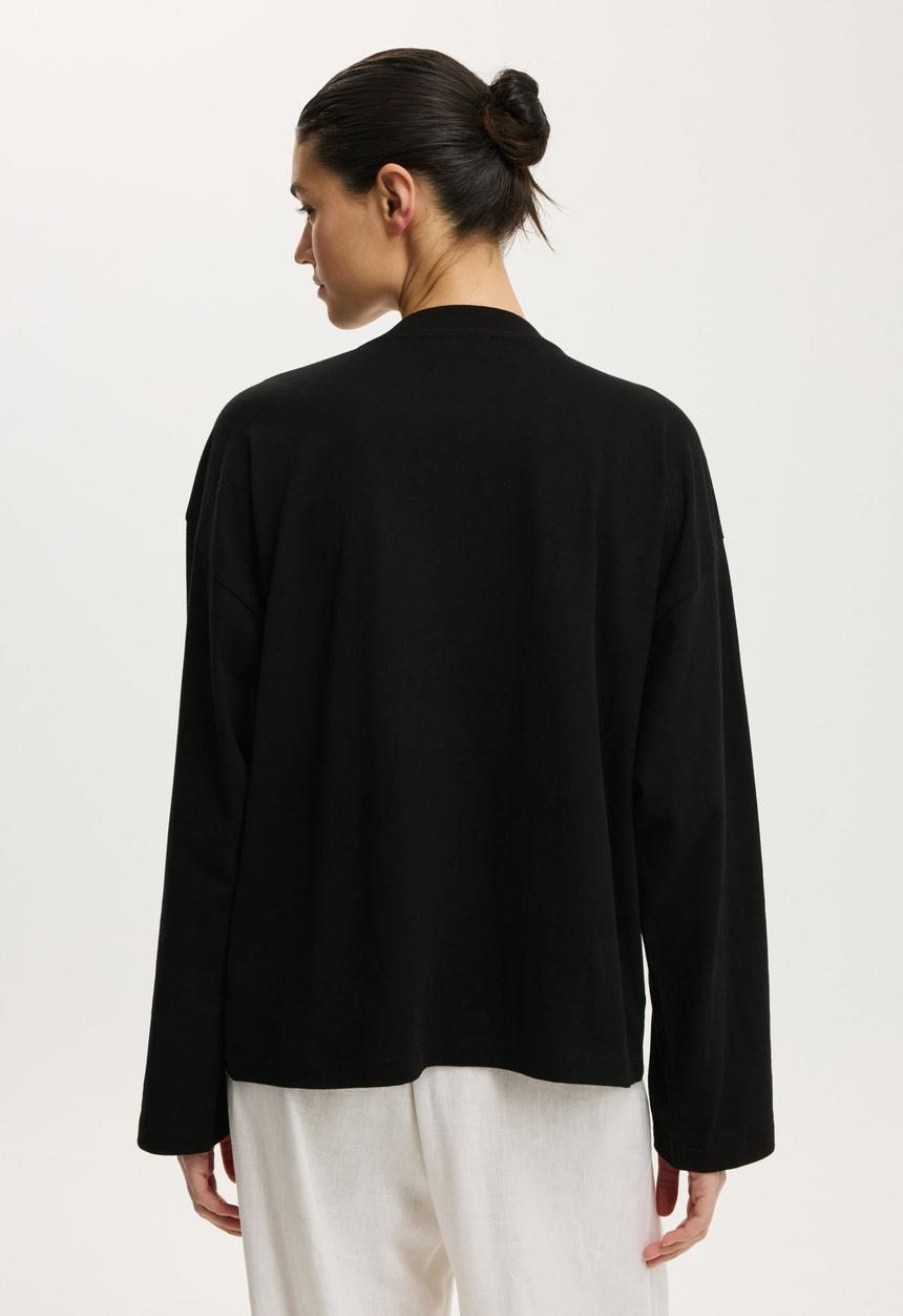 Cotton On - Oversized boxy long sleeve tee - black