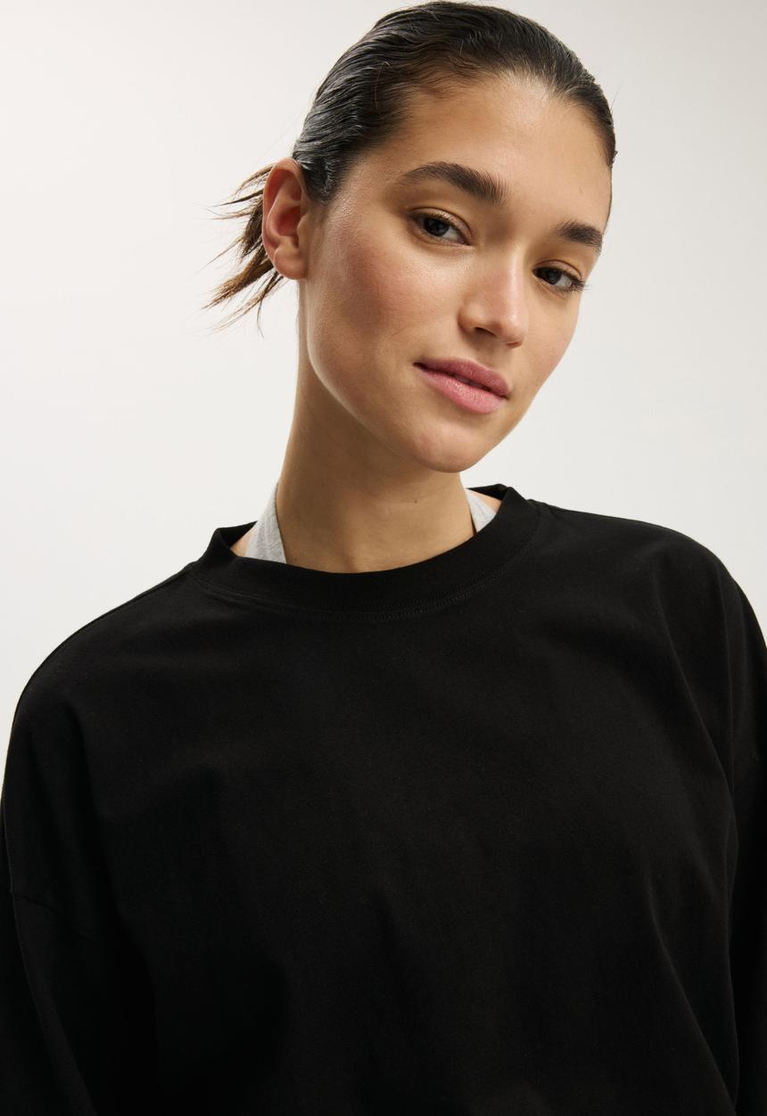 Cotton On - Oversized boxy long sleeve tee - black