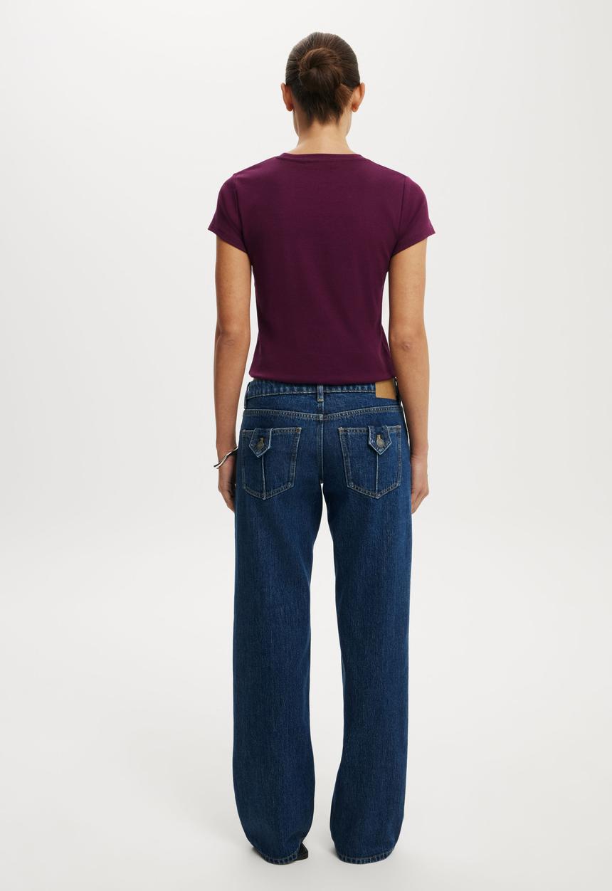 Cotton On - Low rise straight jean - gemini blue pocket