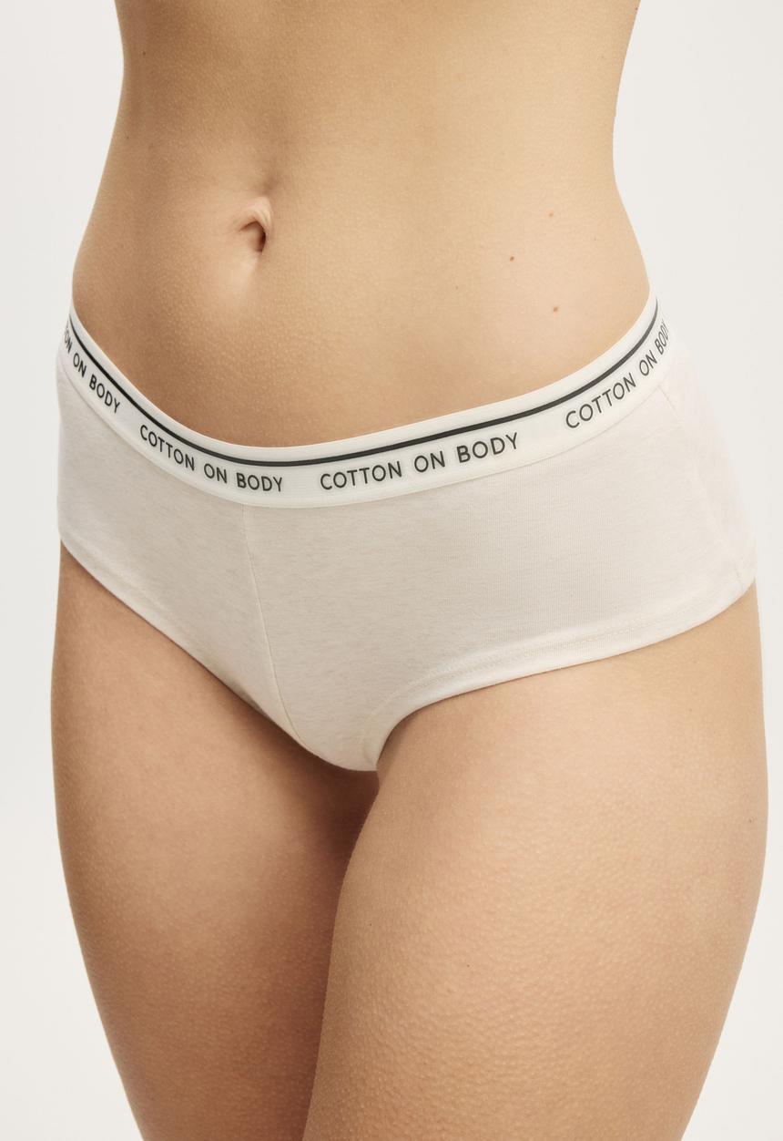 Cotton On - Branded Cotton Cheeky Boyshort - Butterscotch Marle