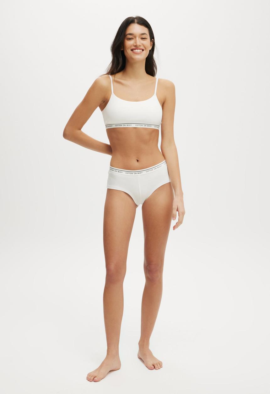 Cotton On - Branded Cotton Cheeky Boyshort - White