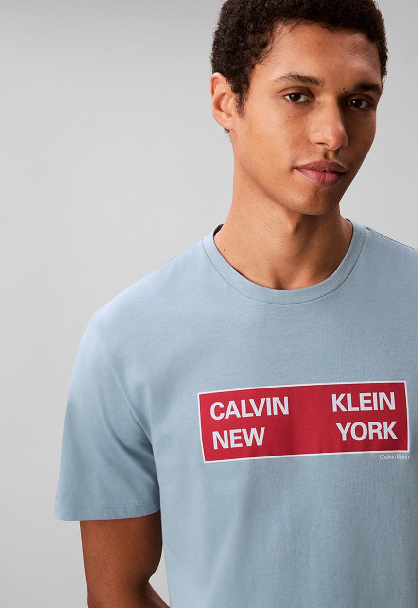 Calvin Klein - Short sleeve 30S Eu Ckny Box Graphic Tee - Smoke Blue