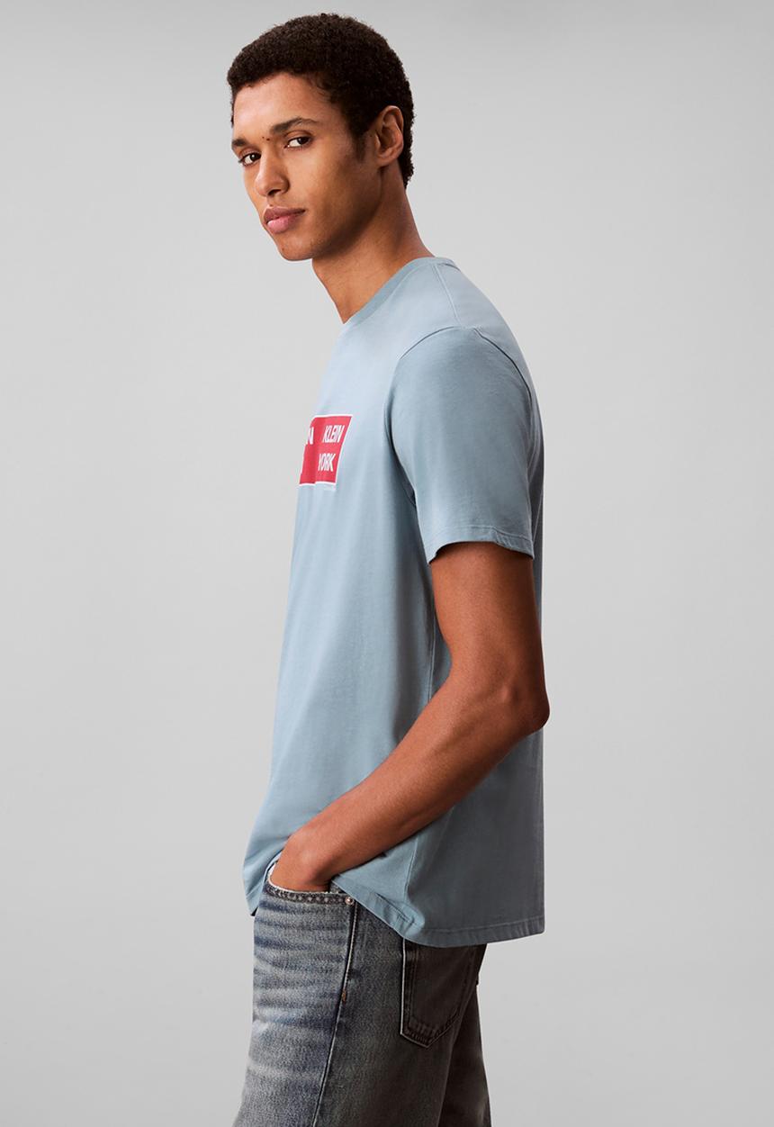 Calvin Klein - Short sleeve 30S Eu Ckny Box Graphic Tee - Smoke Blue