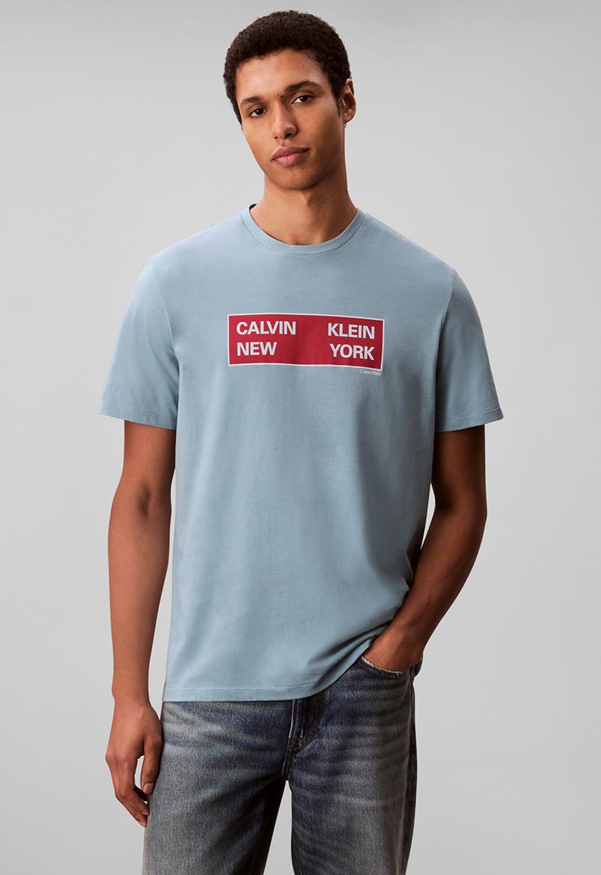 Calvin Klein - Short sleeve 30S Eu Ckny Box Graphic Tee - Smoke Blue
