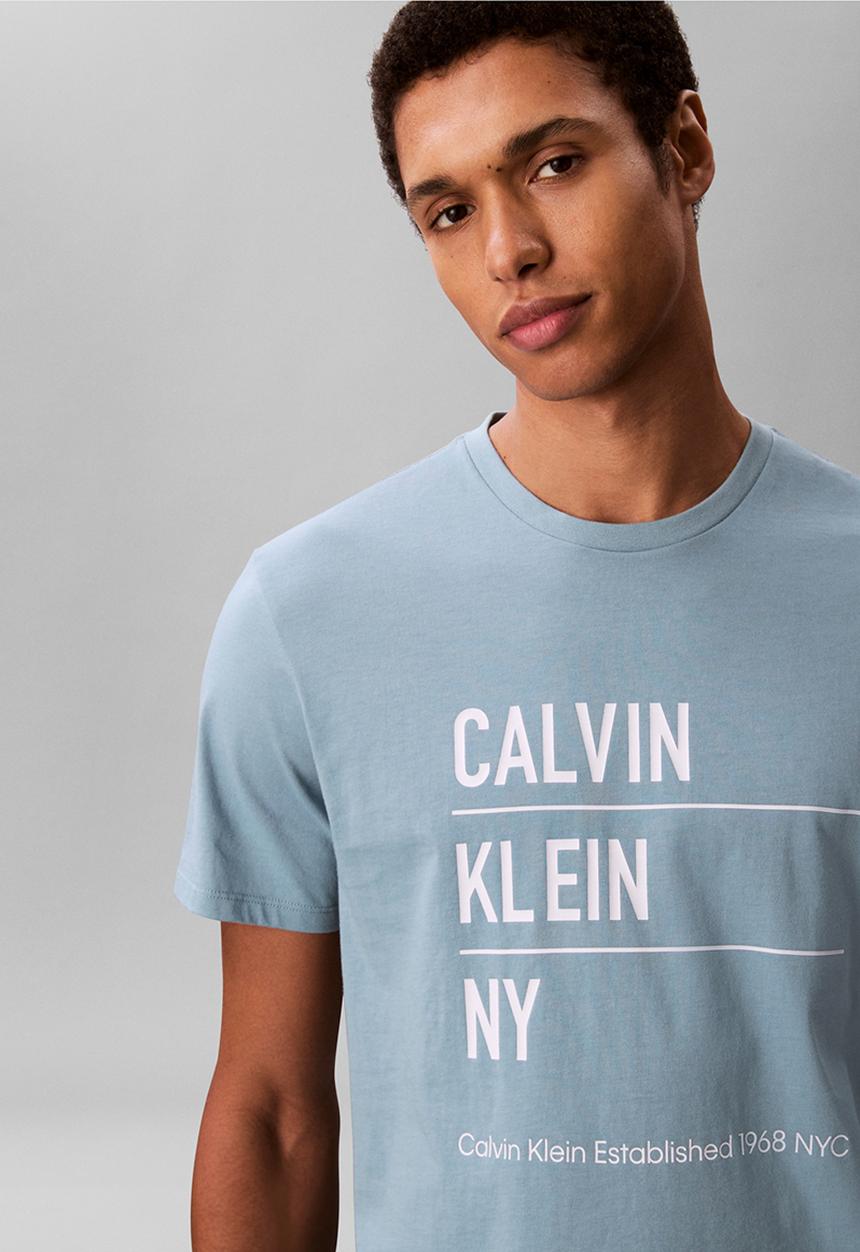 Calvin Klein - Short sleeve 30S Eu Calvin Klein Ny Graphic Tee - Smoke Blue