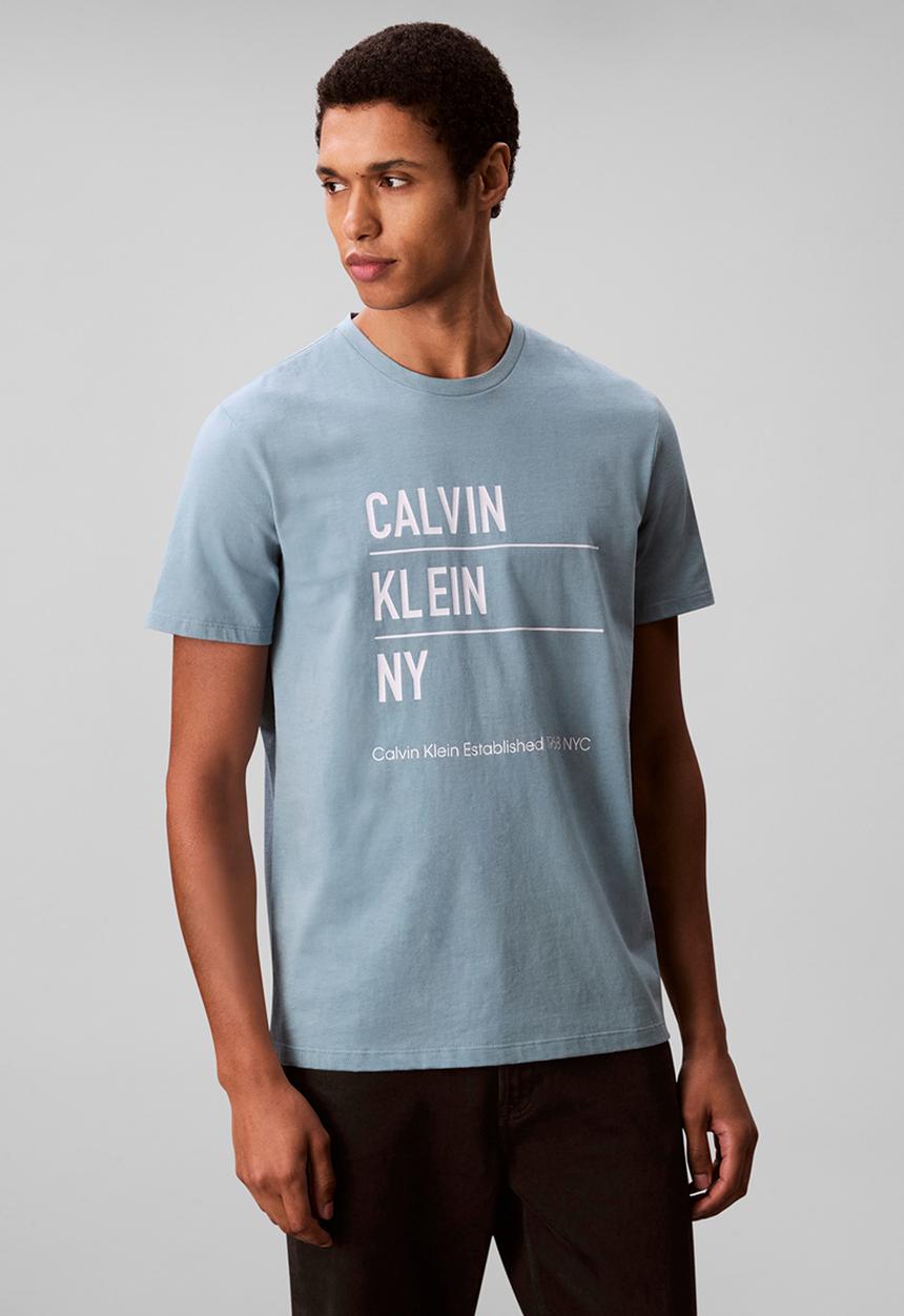 Calvin Klein - Short sleeve 30S Eu Calvin Klein Ny Graphic Tee - Smoke Blue