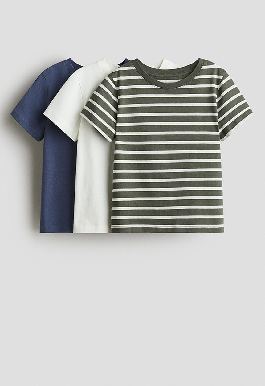 H&M - 3-Pack t-shirts - dark blue & white striped