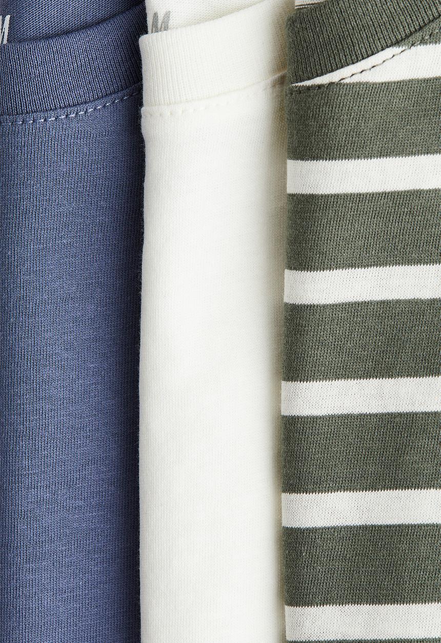 H&M - 3-Pack t-shirts - dark blue & white striped