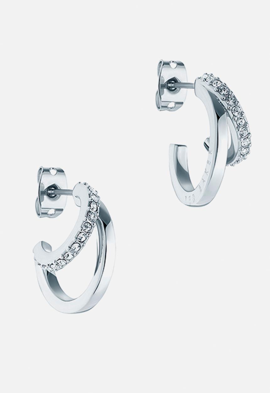 Ted Baker - Helias crystal double hoop earrings - silver