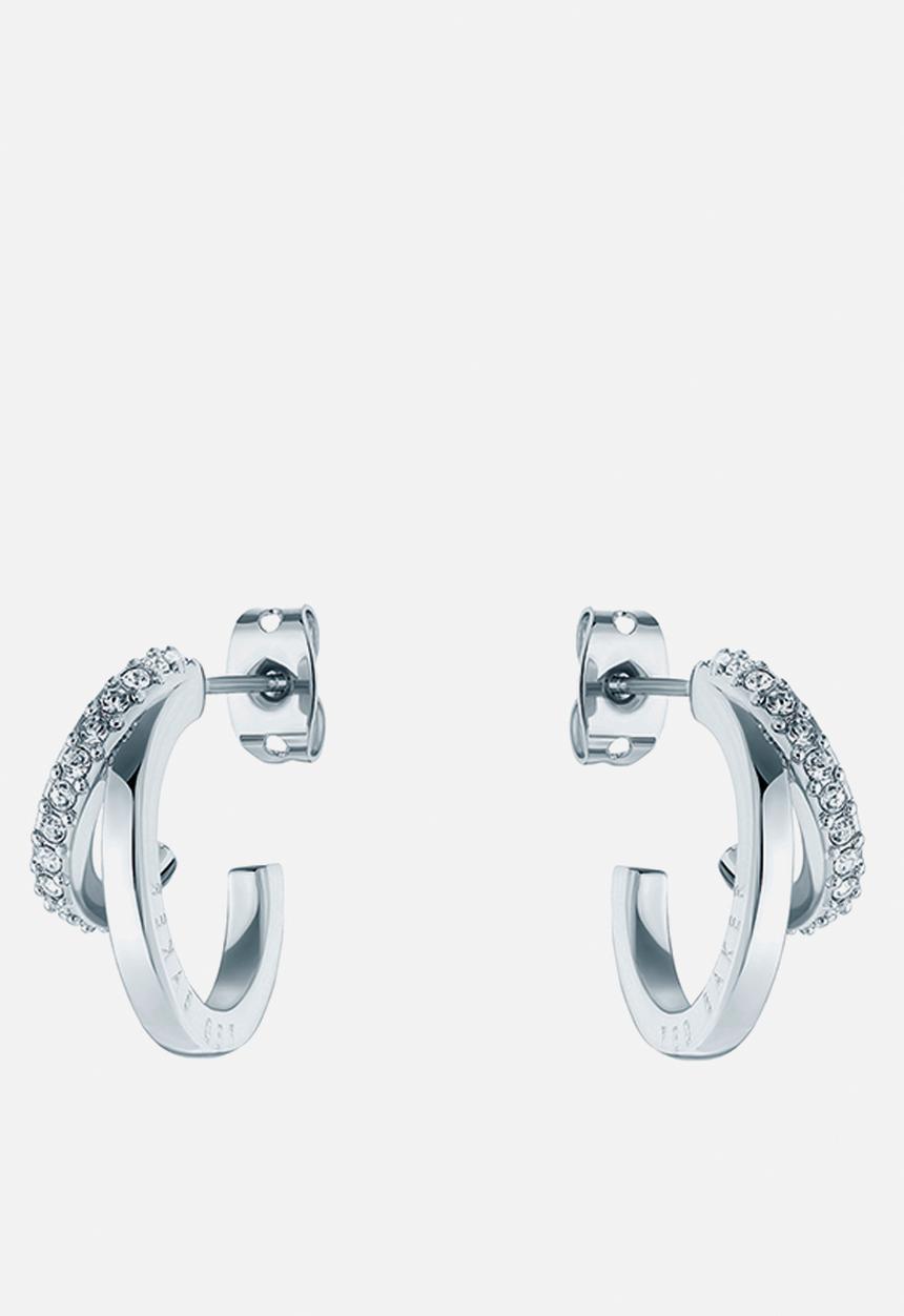 Ted Baker - Helias crystal double hoop earrings - silver