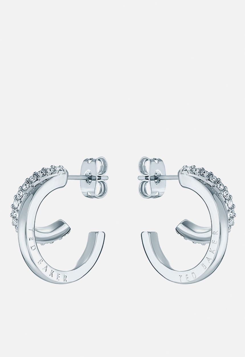 Ted Baker - Helias crystal double hoop earrings - silver