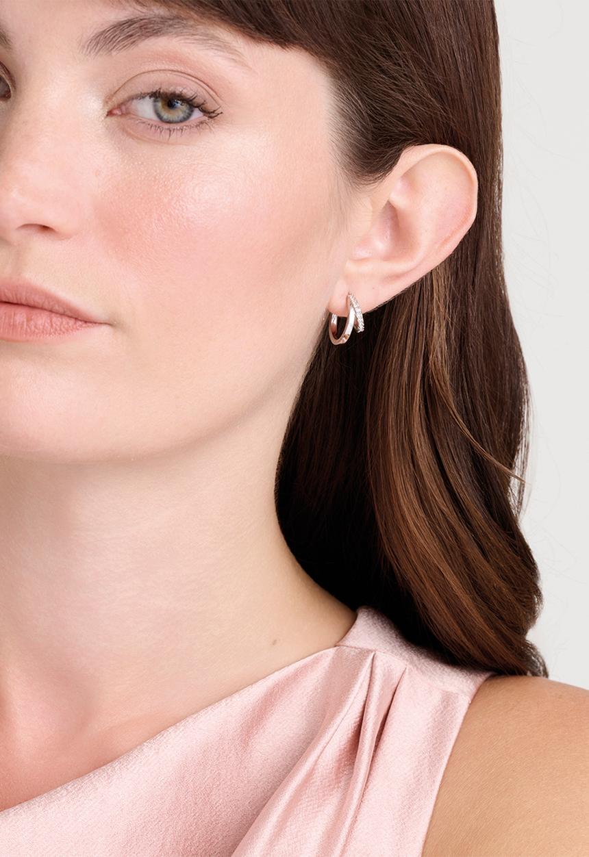 Ted Baker - Helias crystal double hoop earrings - silver