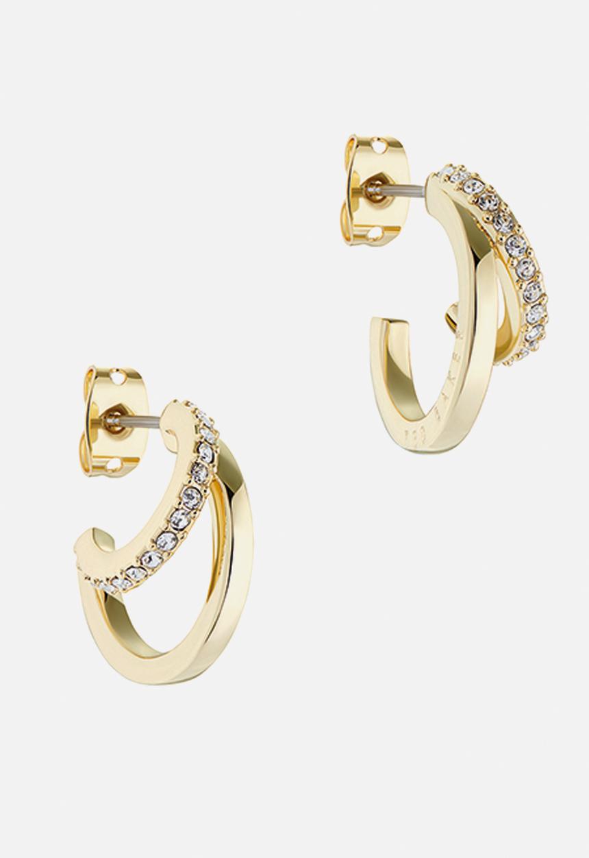 Ted Baker - Helias crystal double hoop earrings-gold
