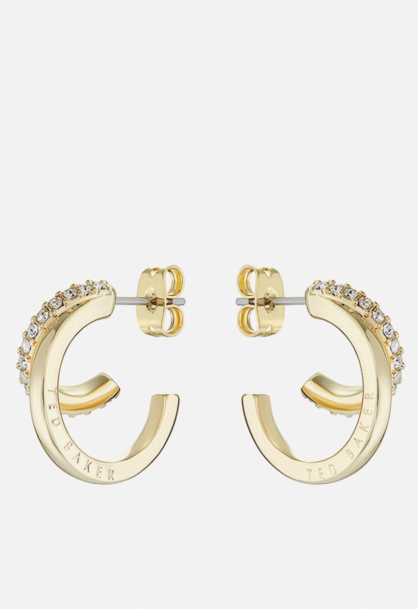 Ted Baker - Helias crystal double hoop earrings-gold