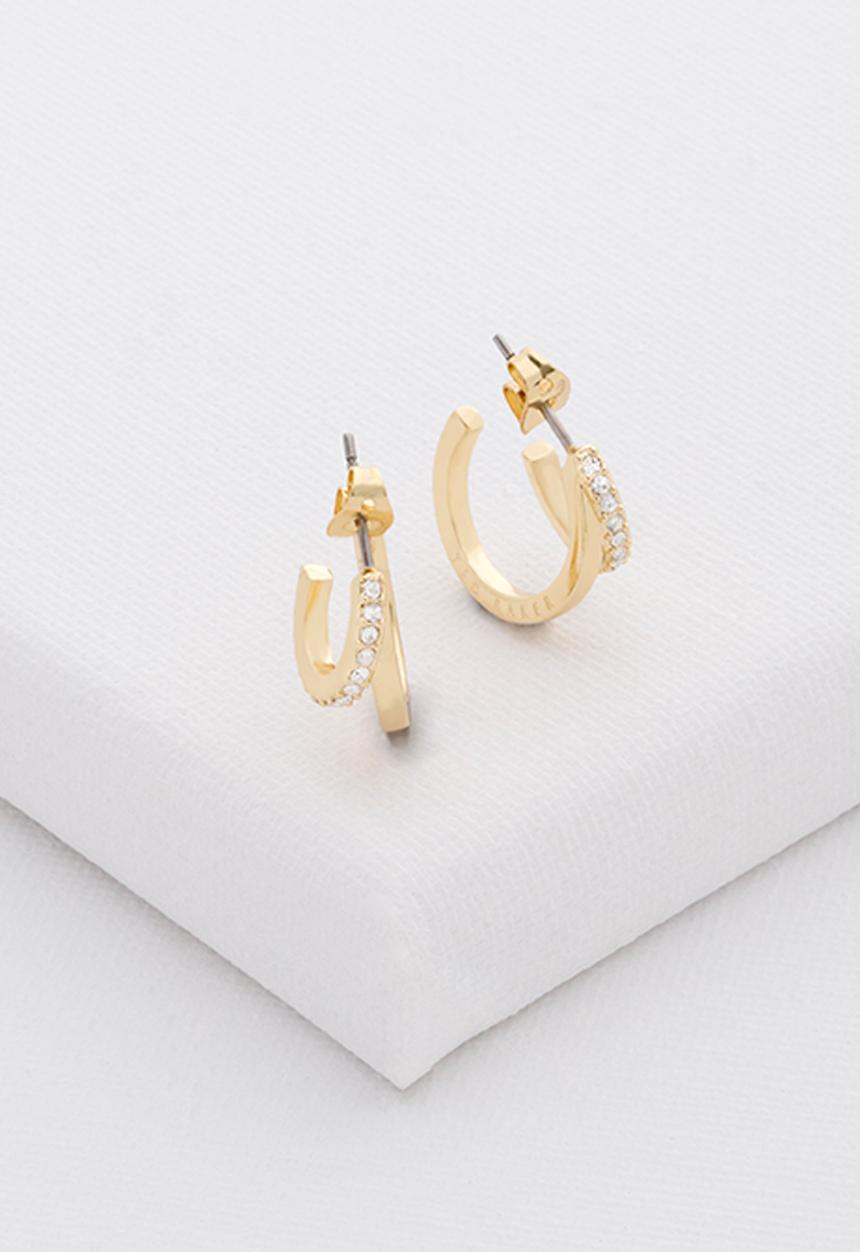 Ted Baker - Helias crystal double hoop earrings-gold