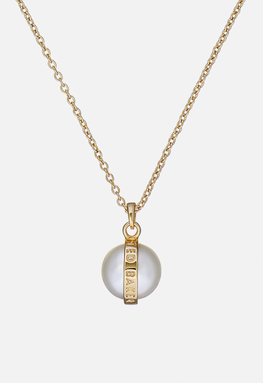 Ted Baker - Perreti logo pearl pendant necklace-gold