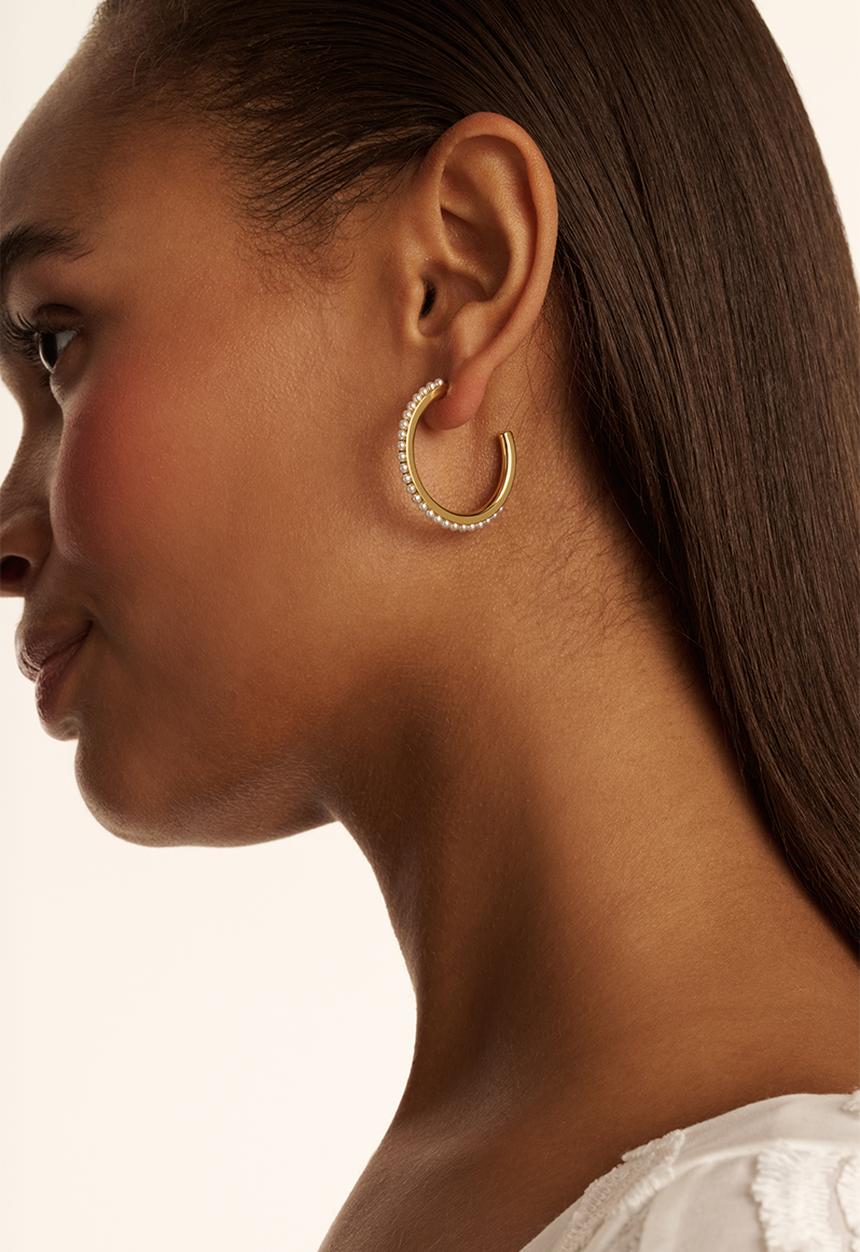 Ted Baker - Peraa  medium pearl hoop earrings-gold