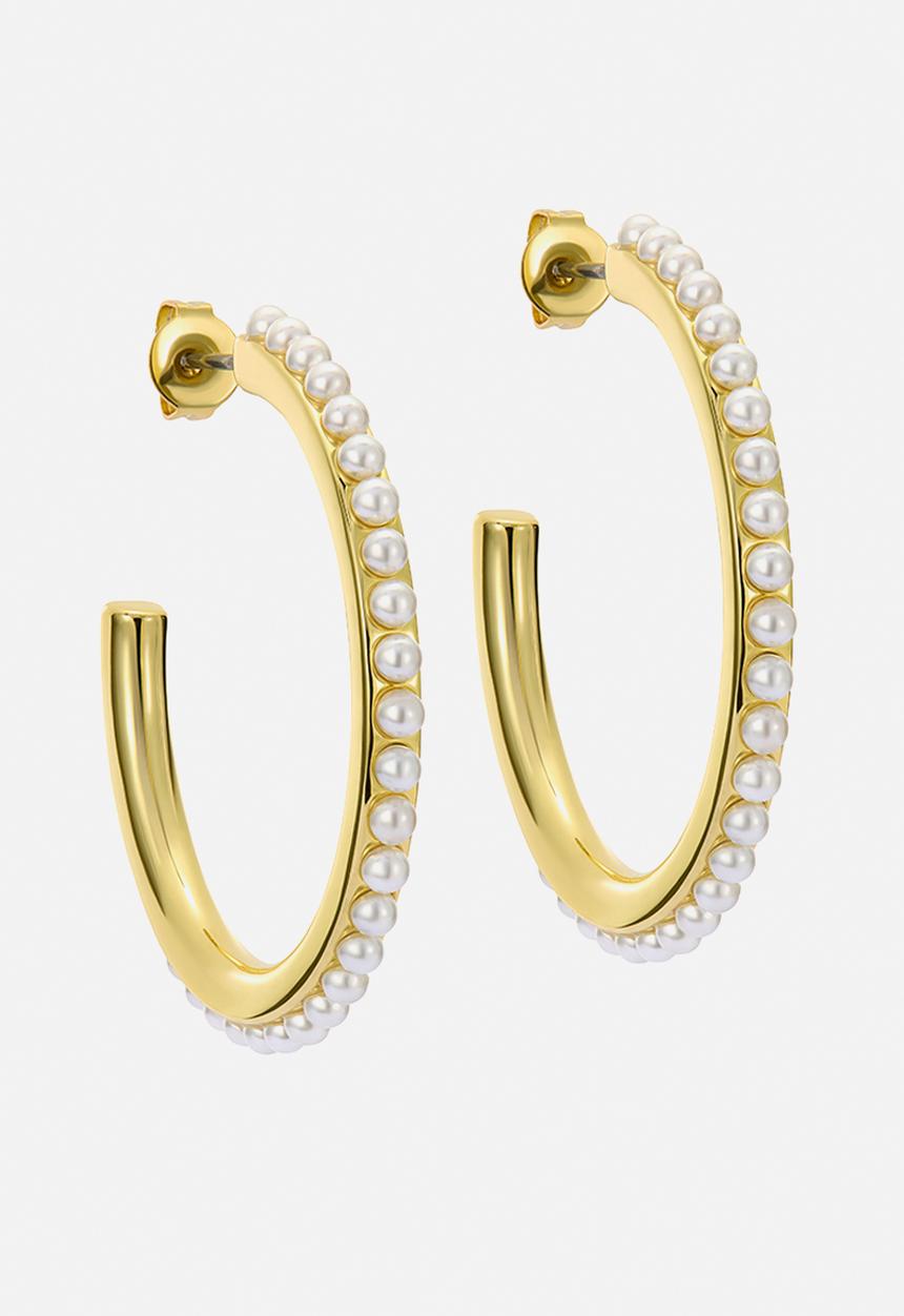 Ted Baker - Peraa  medium pearl hoop earrings-gold