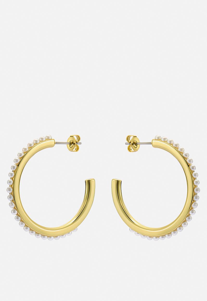Ted Baker - Peraa  medium pearl hoop earrings-gold