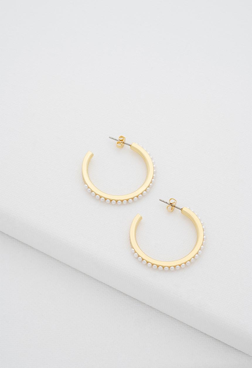 Ted Baker - Peraa  medium pearl hoop earrings-gold