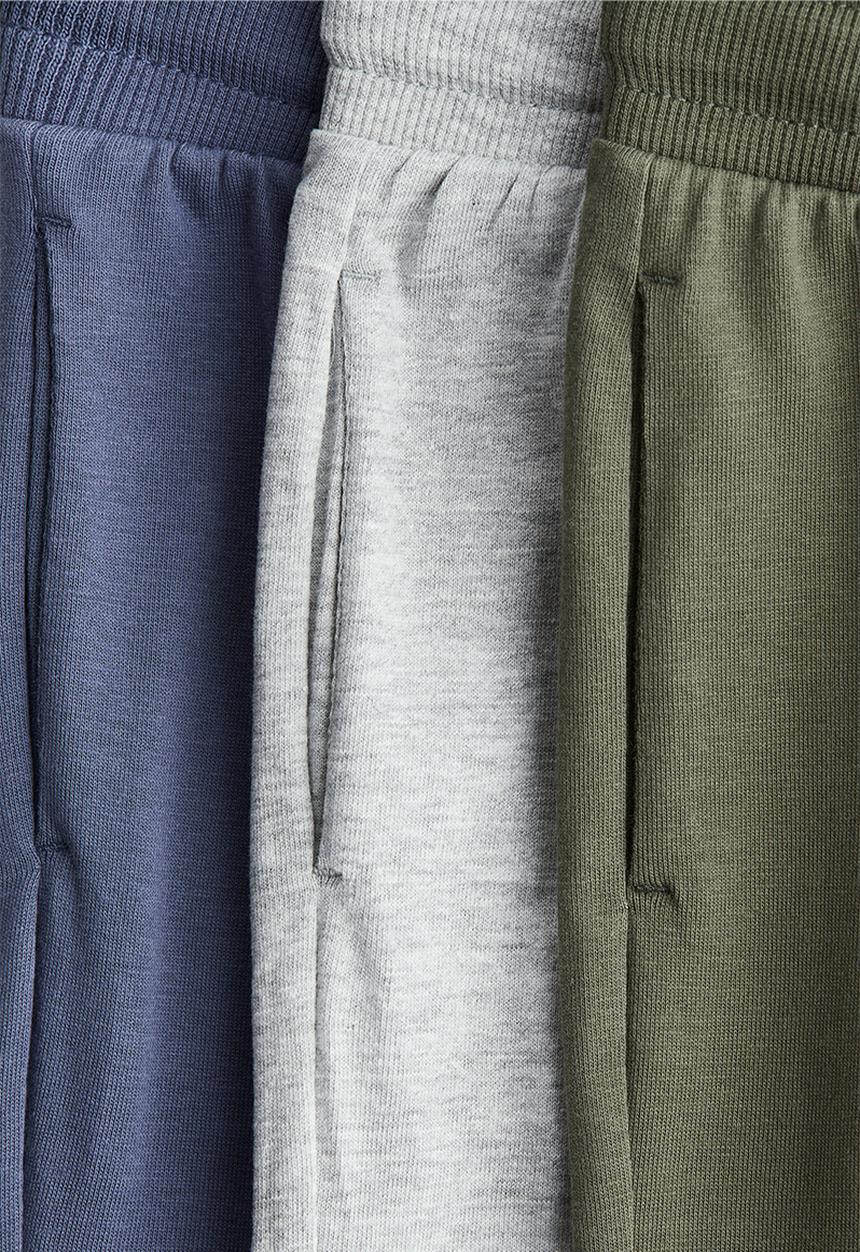 H&M - 3-Pack joggers - blue/grey marl/khaki green