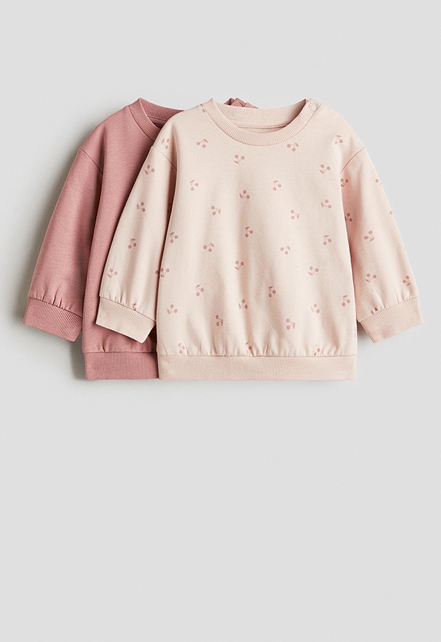 H&M - 2-Pack cotton sweatshirts - pink/cherries