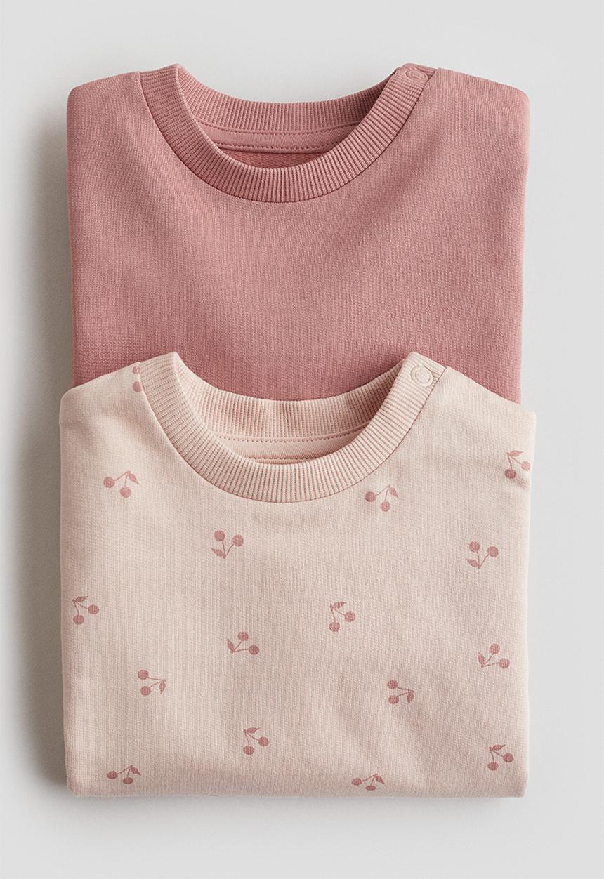 H&M - 2-Pack cotton sweatshirts - pink/cherries