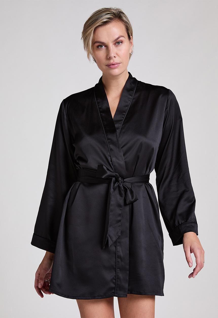 Hunkemoller - Kimono satin - black