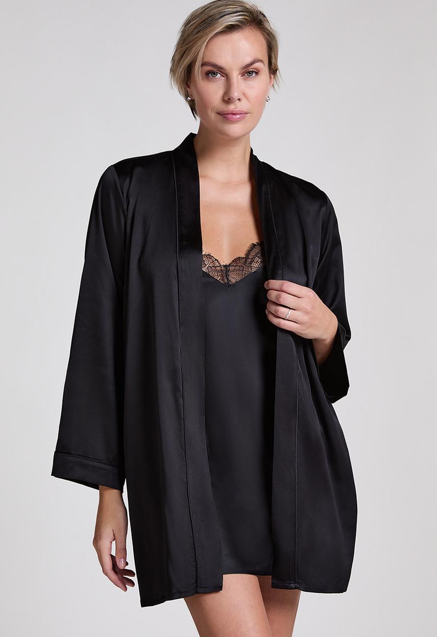 Hunkemoller - Kimono satin - black