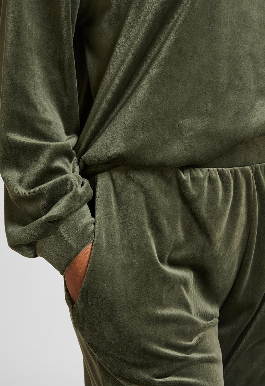 Hunkemoller - Pant straight leg velours - green