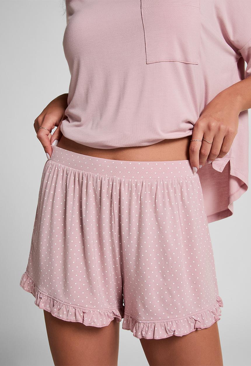 Hunkemoller - Pj short jersey loosefit dot - pink