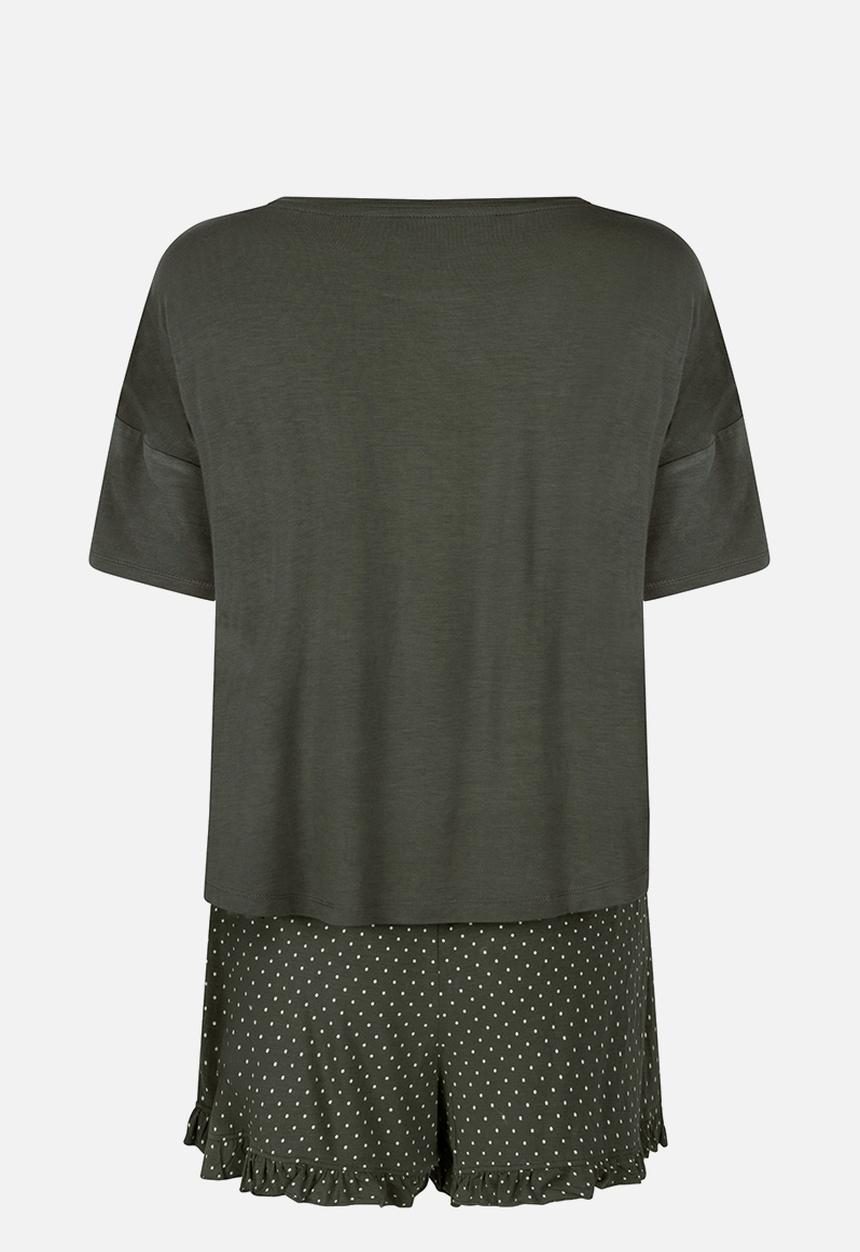 Hunkemoller - Pj short jersey loosefit dot - green