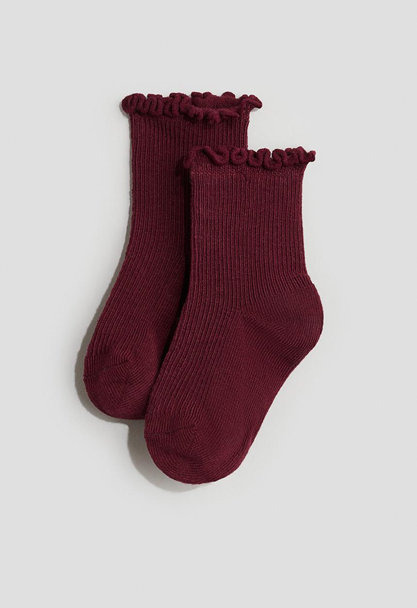 H&M - 4-pack overlock-detail socks - beige,red,white