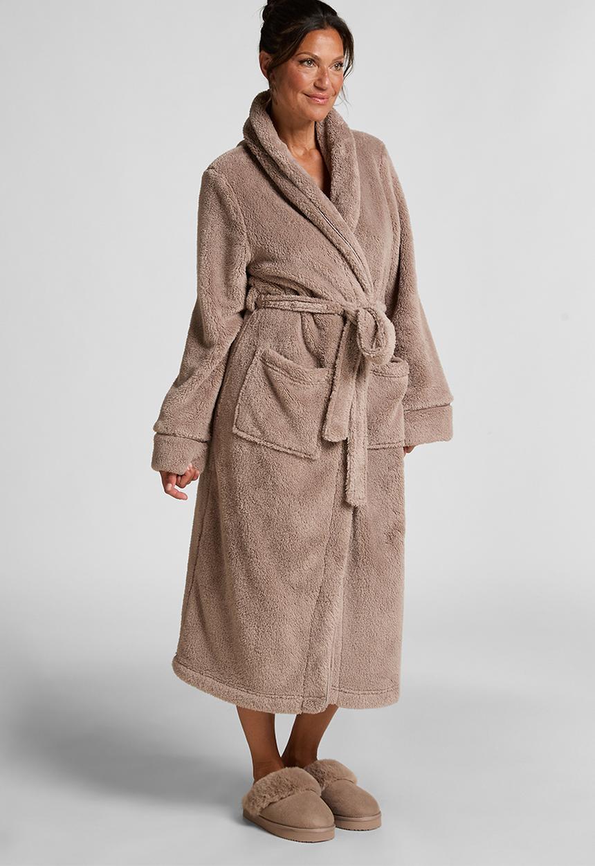 Hunkemoller - Robe long fluffy fleece - tan