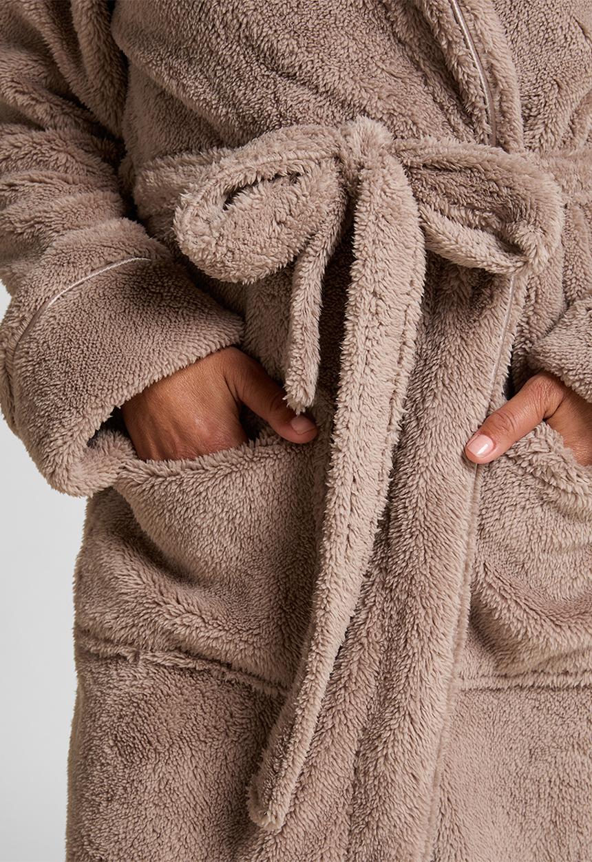Hunkemoller - Robe long fluffy fleece - tan