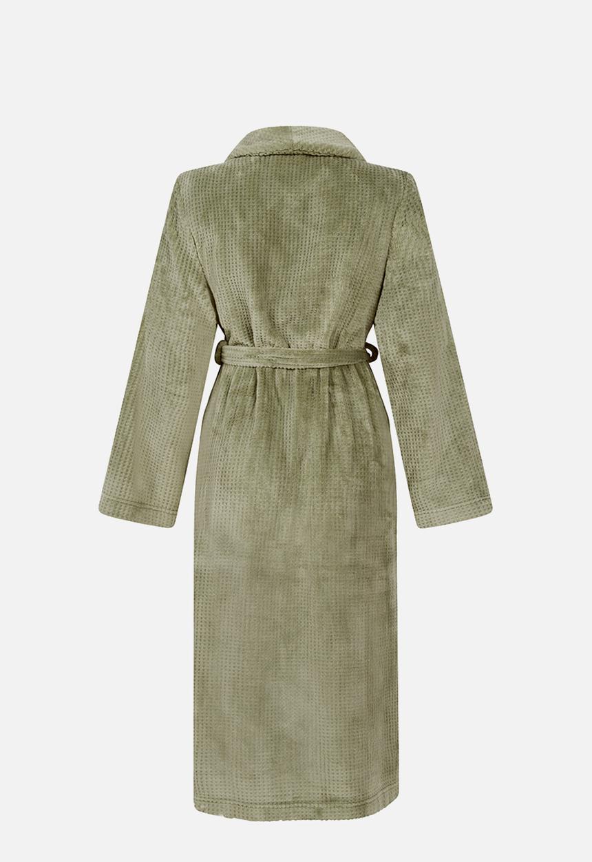 Hunkemoller - Robe long flannel fleece emb - sea grass