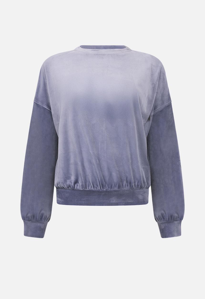 Hunkemoller - Top ls velours crew - blue granite