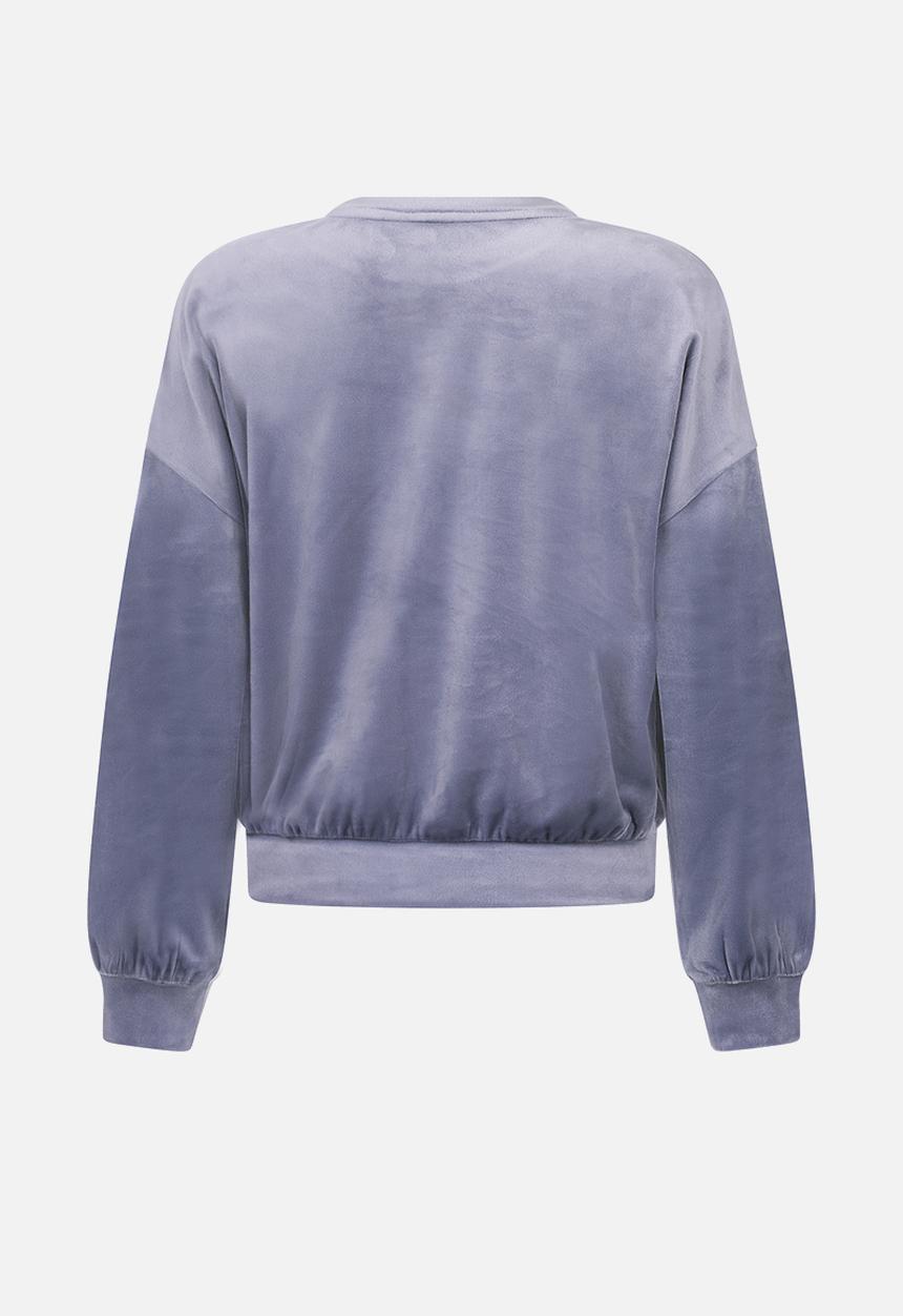 Hunkemoller - Top ls velours crew - blue granite