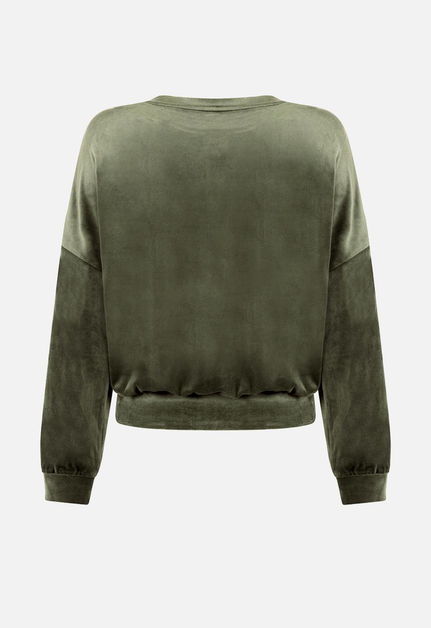 Hunkemoller - Top ls velours crew - green
