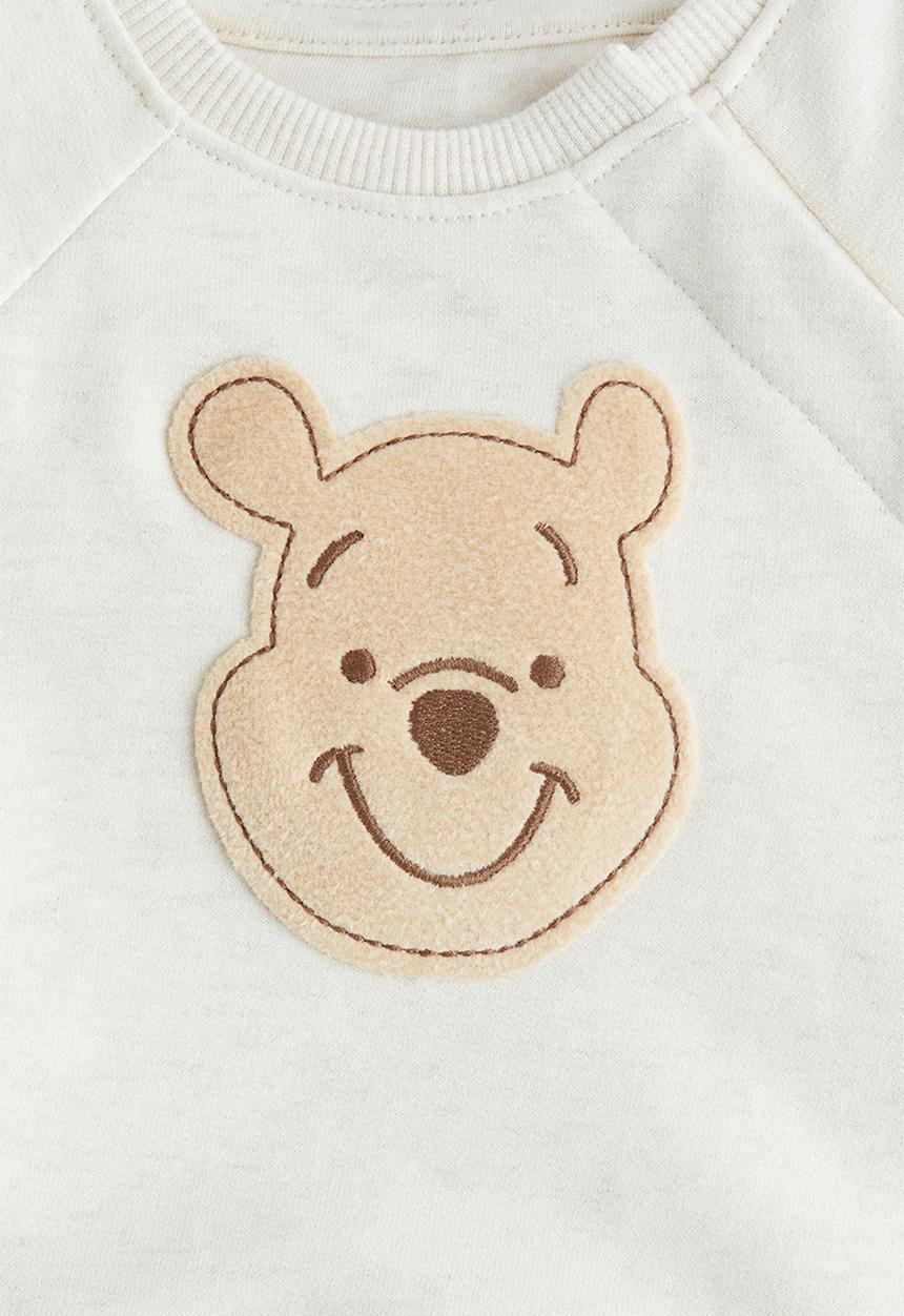 H&M - 2-Piece appliquéd sweatshirt set - cream/winnie the pooh