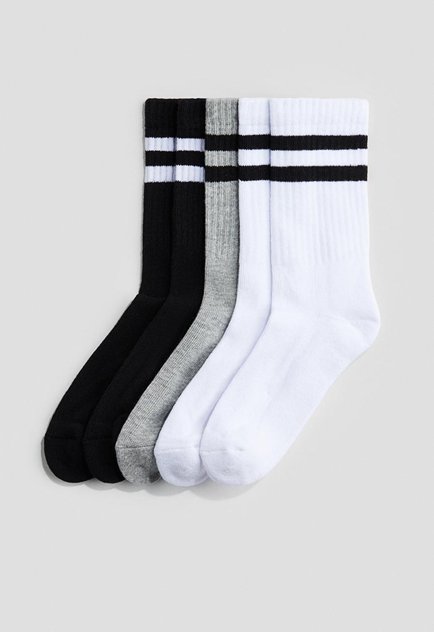 H&M - 5 pack ribbed terry socks - white & black