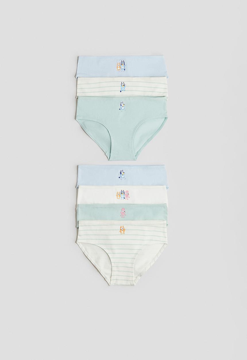 H&M - 7 pack cotton briefs - light green bluey