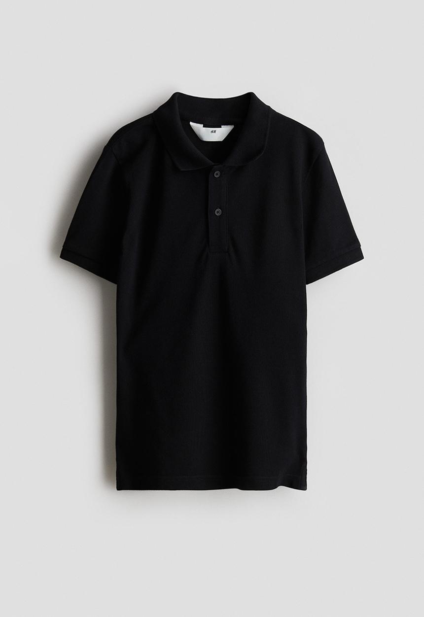 H&M - Cotton piqué polo shirt - black