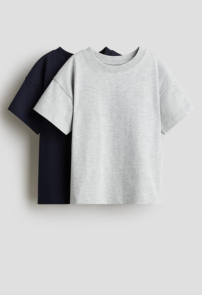H&M - 2 pack oversized t-shirts - navy blue/grey marl 