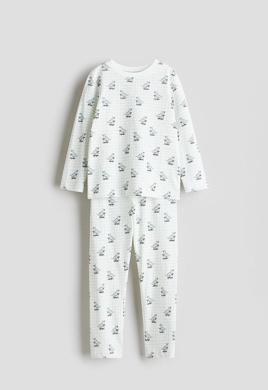 H&M - Patterned jersey pyjamas - white dinosaurs