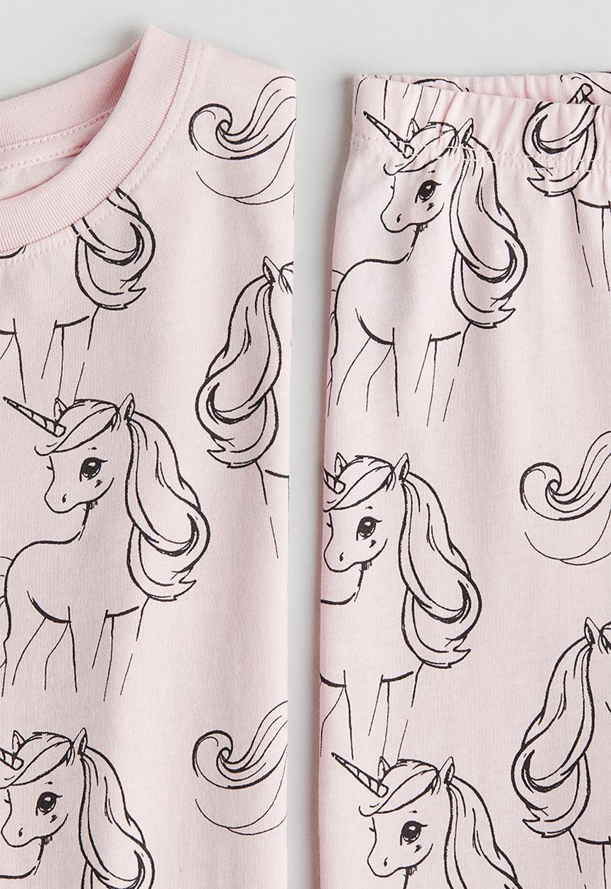H&M - Printed cotton pyjamas - light pink unicorns