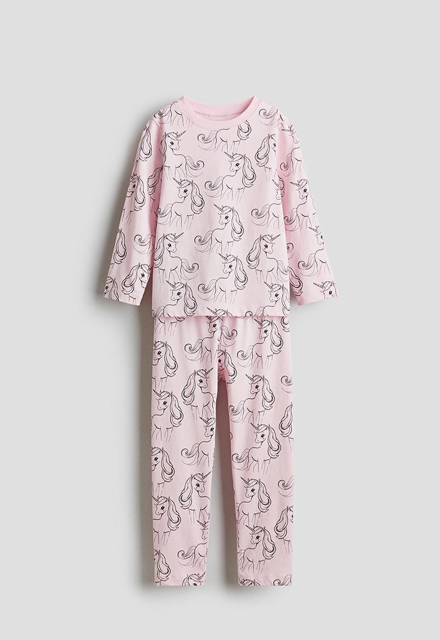 H&M - Printed cotton pyjamas - light pink unicorns