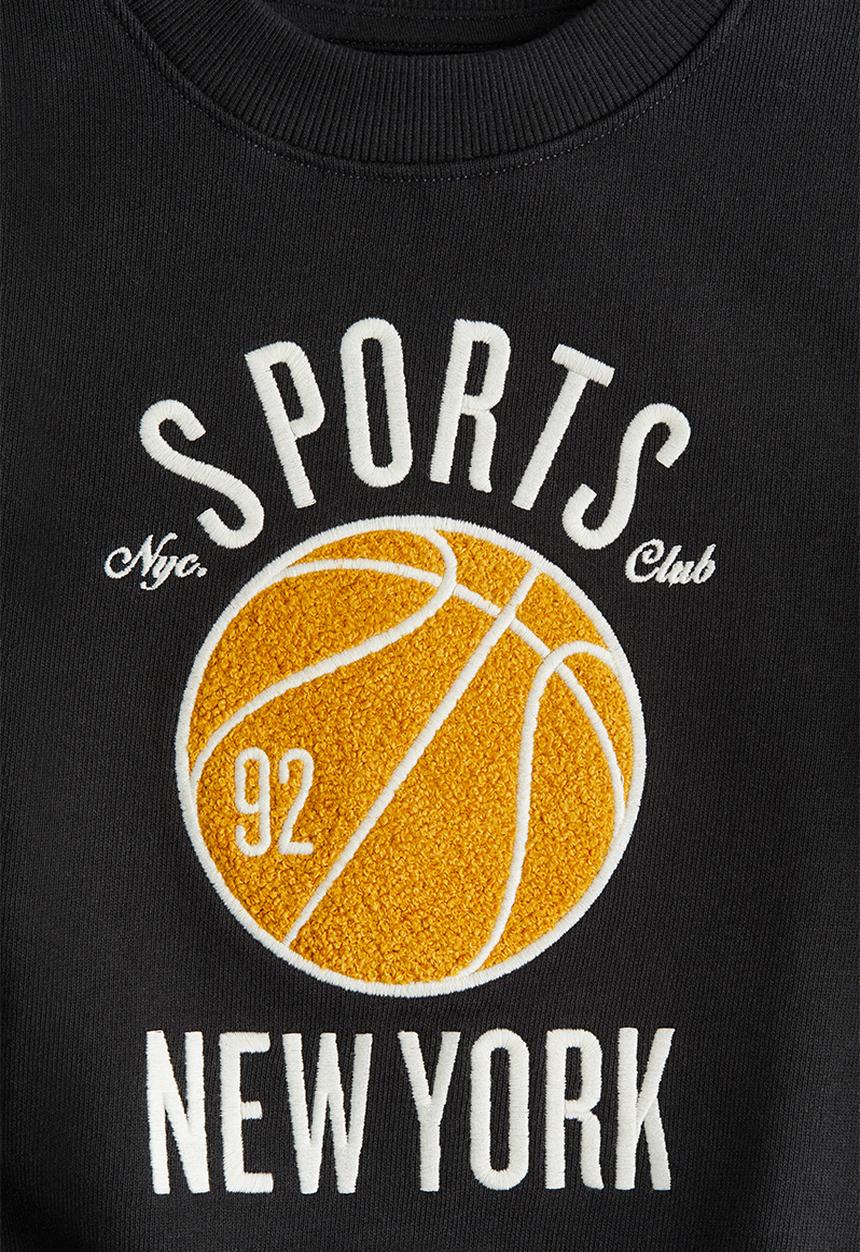 H&M - Printed crew-neck sweatshirt - dark grey sports